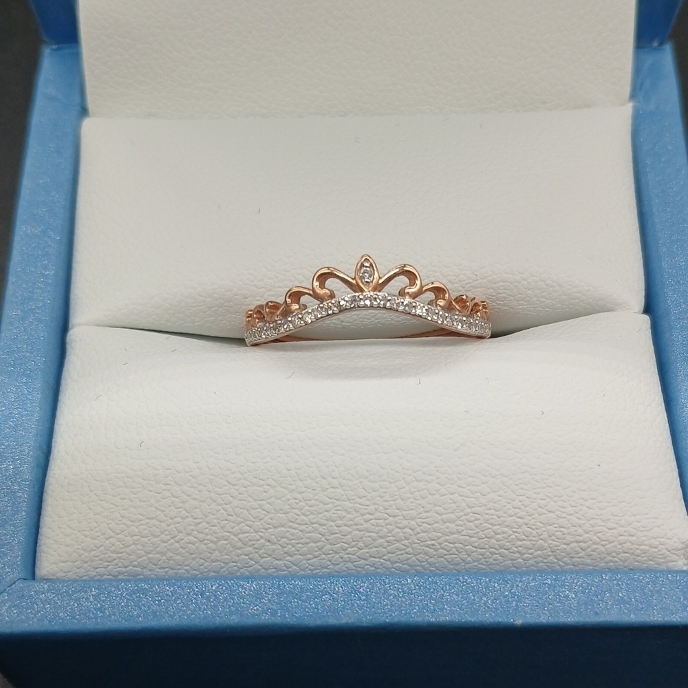 IDC 0.10ctw 14K Rose Gold Diamond Crown Style Ring Size 7.25​​​